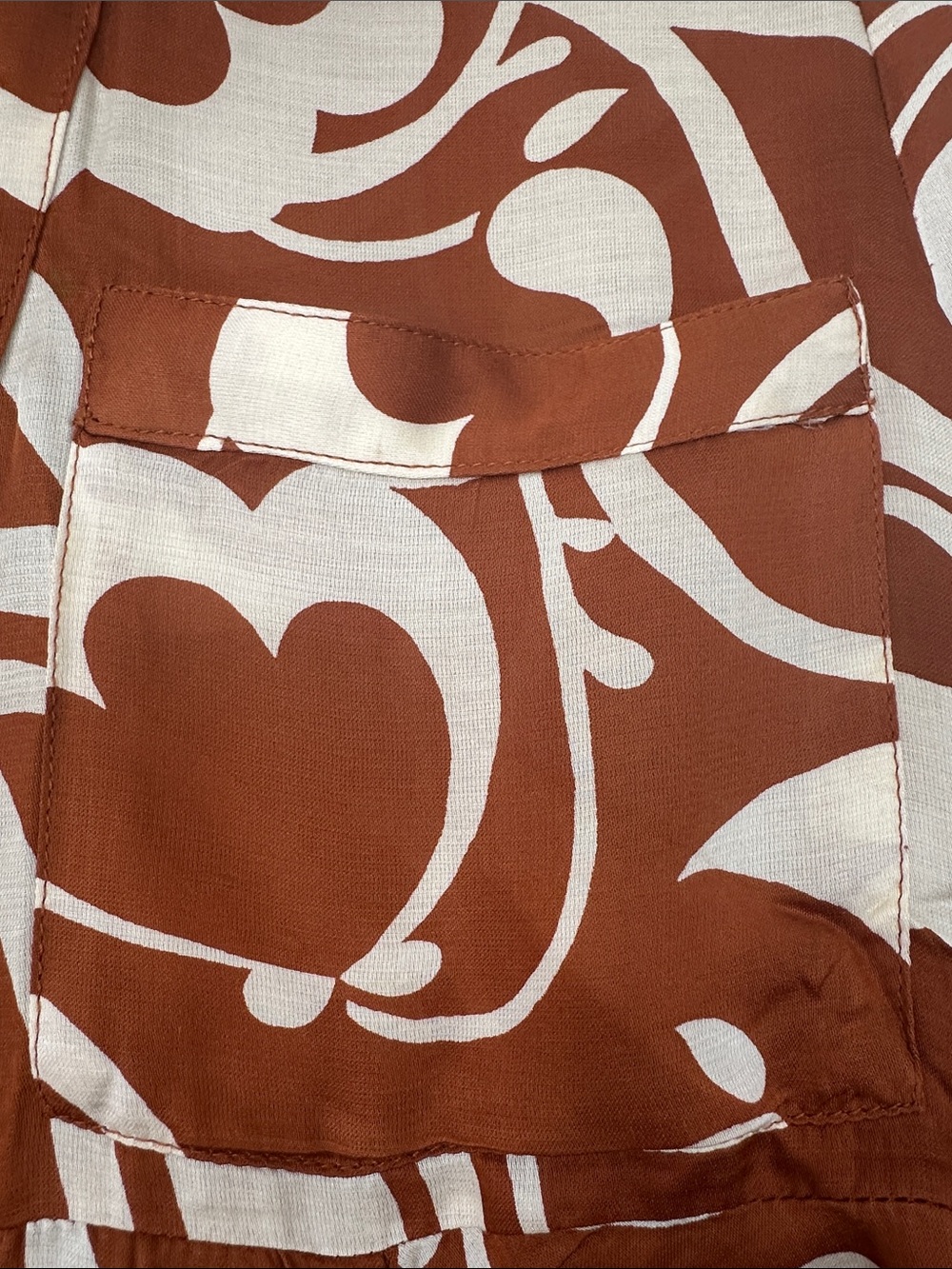 Urban Outfitters Renee Printed Button-Down Shirt Dress Brown Cream Size M - Picture 3 of 5